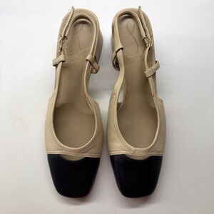 Sam Edelman Tarra Summer Sand/Black Slingback Heels Size 6